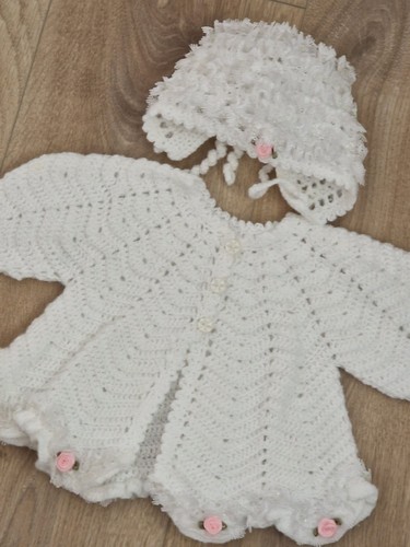 Hand crocheted lacy matinee - crocheted,
