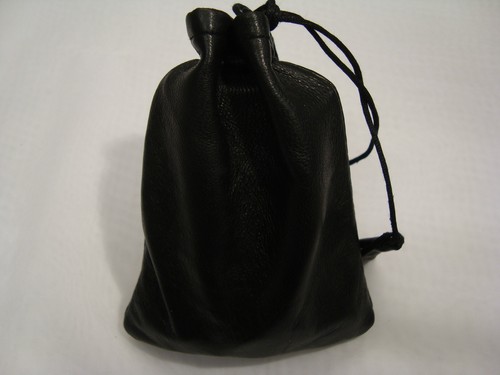 Soft leather drawstring - drawstring, pouch