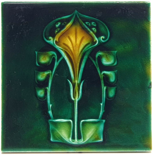 Art nouveau green moulded - green,