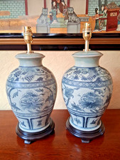 Pair celadon pottery table - of,