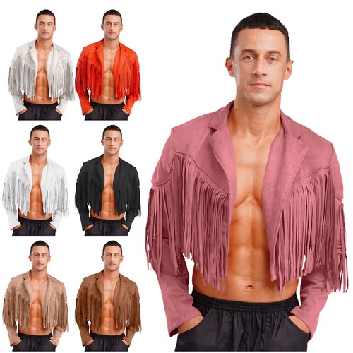Mens fringe faux suede - uk,