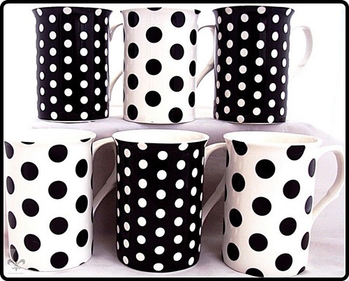 Black dots spots mugs set - black, &