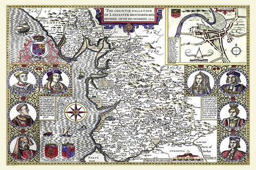 Jigsaw map lancashire 1611 - lancashire,