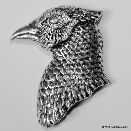 Pheasant head pewter pin - pheasant,