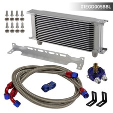 Universal AN10 16 Row Oil Cooler Kit W/ Bracket + Oil Filter Adapter Hose line 