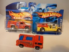 3 Hot Wheels Fire Trucks Fire Eater, Rescue Ranger Paramedic, Old Number 5.5