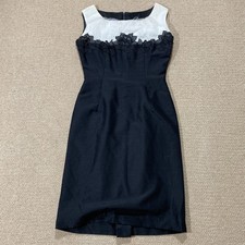 Vintage 1960s Mini Dress Womens Size 8 UK Black White Mod Shift 60s Cocktail