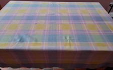 Checked Cotton  Pastel  Pink Blue Green Rectangular Tablecloth   62"  X  50"