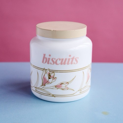 Vintage glass biscuit jar - vintage,