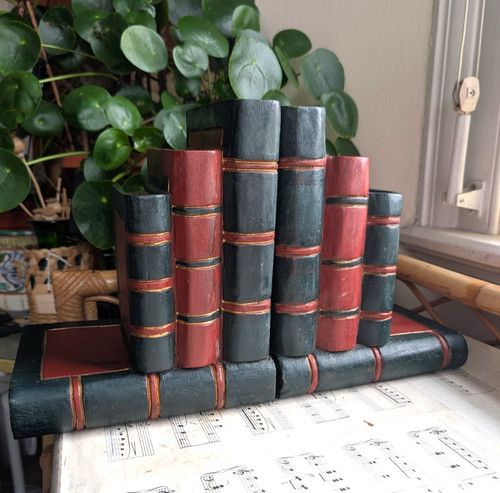 Vintage wooden bookends book - vintage,