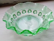 Davidson Glass Dish Green Blackberry Prunt Art Deco Style
