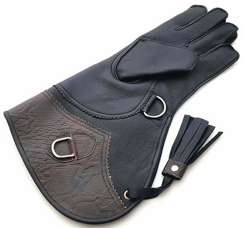 Leather falconry glove - leather, bird