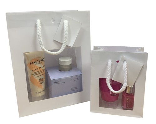 White gift bags - gift, clear