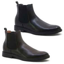 MENS CHELSEA CASUAL BOOTS DEALER ANKLE SMART FORMAL BROGUE SLIP ON SHOES SIZE