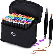 80pc Colouring Pens Dual Tip Markers Felt tip Fine Broad Art Set for Adults Kids