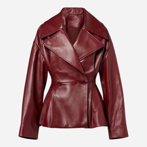 Women lambskin leather peplum - women,