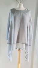 Ladies Saloos Light Grey Floaty Layered Boho Tunic Blouse Top Size 18 Rayon