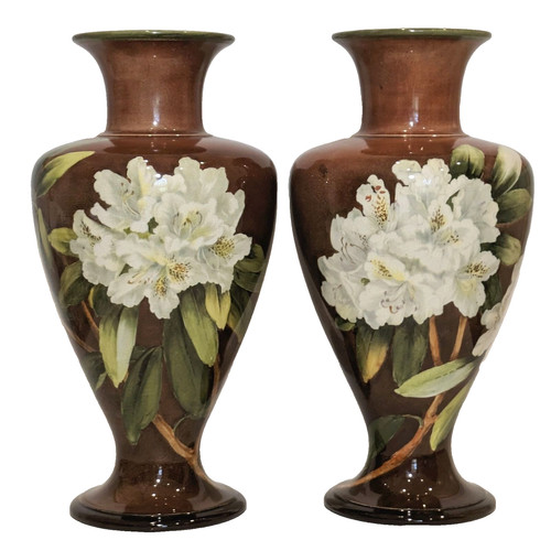 Pair doulton lambeth faience - pair,