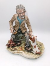 Vintage Figurine Old Man with Dog Hand Painted Capodimonte Vincenzo C