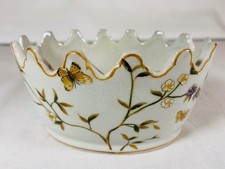 India Jane Castellated Floral Butterfly Ceramic Planter Flower Pot