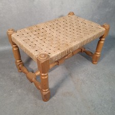 Vintage Oak Rush Seat Bench