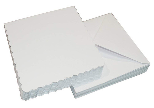 7 white scalloped - x, 7"