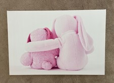 * Pink Bunny Rabbit Cuddle Soft Toy Canvas Wall Art 24” X 16” Bedroom Nursery *