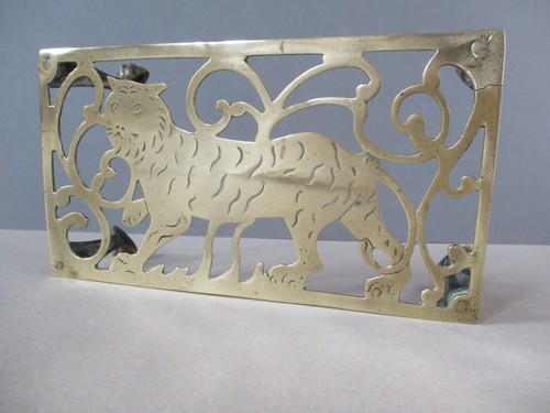 Antique brass metal trivet - antique,
