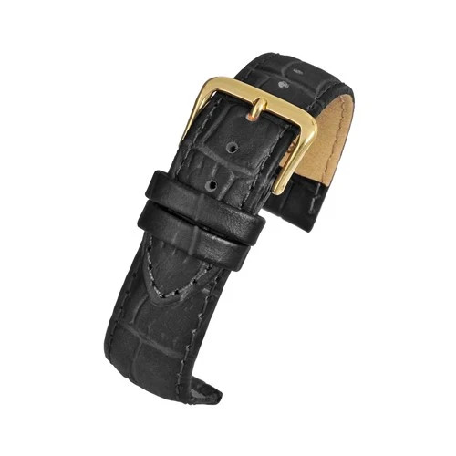 20mm black padded alligator - black,