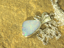 Blue opal pendant necklace 925