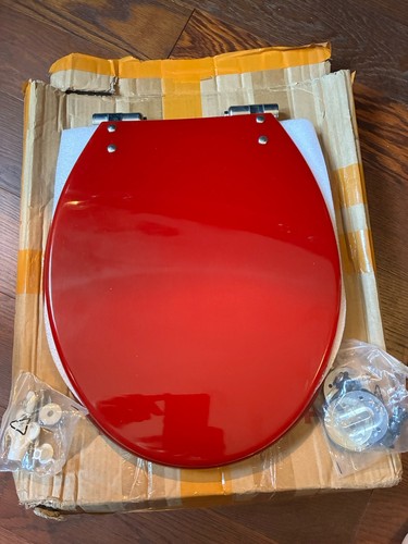 Red toilet seat elongated - red, w/