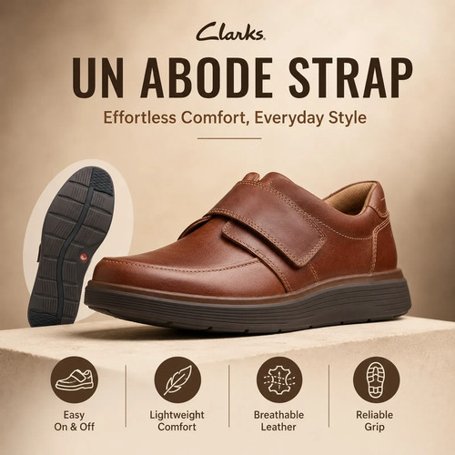 Clarks abode strap dark - abode, tan