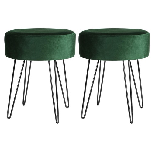 Round velvet footstool ottoman - velvet,