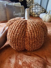 Huge Pumpkin Cushion Orange With Gold Thread