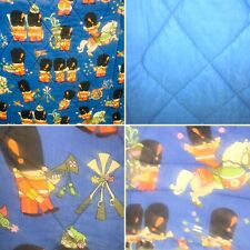 ?True Vintage Blue Brass Band Soldiers Padded Terylene Single Quilt Throw Cover