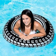 Inflatable Tyre Kids Adults Swim Ring Beach Swimming Pool Float Aids Water Round