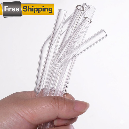 9pc reusable glass - reusable, straws
