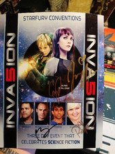 Starfury Conventions Invasion Signed X4 Autographs A4 Picture Rare 