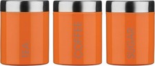 Storage Canister Set Of 3 Tea/Coffee/Sugar 85ml Orange 13x10cm Kitchen Organizer