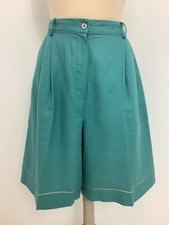 Vintage 1980s Laura Ashley shorts tailored linen high waisted wide culottes #V3