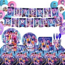 Kpop Dem0n Hυnter Kid Birthday Party Decor Set Banner Balloon Tableware Supplies