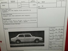 SAAB 99 1969 POLICE IDENTIFICATION SHEET LEAFLET BROCHURE.