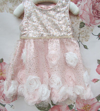 BNWOT MONSOON Pink Ivory Rose Christening Party Occasion Dress 6-9-12 Months £50