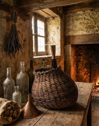 French demijohn wicker - french, in