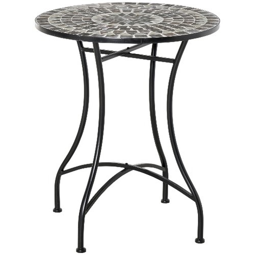 Grey black round mosaic - black,