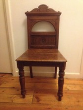 Pr Quarter Sawn Oak Victorian Neo Gothic Carved Hall Chairs Salon Neo Classical