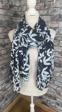 Whistles Women’s Navy Blue Floral Chiffon Fringe Scarf