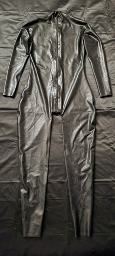 Black latex rubber catsuit - latex,
