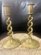 A pair of antique brass barley