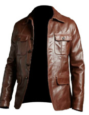 Men's Blazer Coat Biker Brown Motorcycle Bomber Vintage Top Real Leather Jacket
